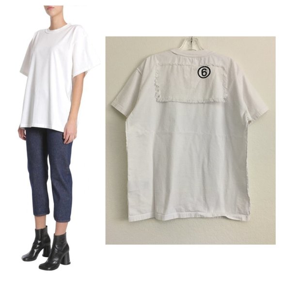MM6 Maison Margiela Authentic Oversized Small Womens White T Shirt Made in Italy - Picture 1 of 16